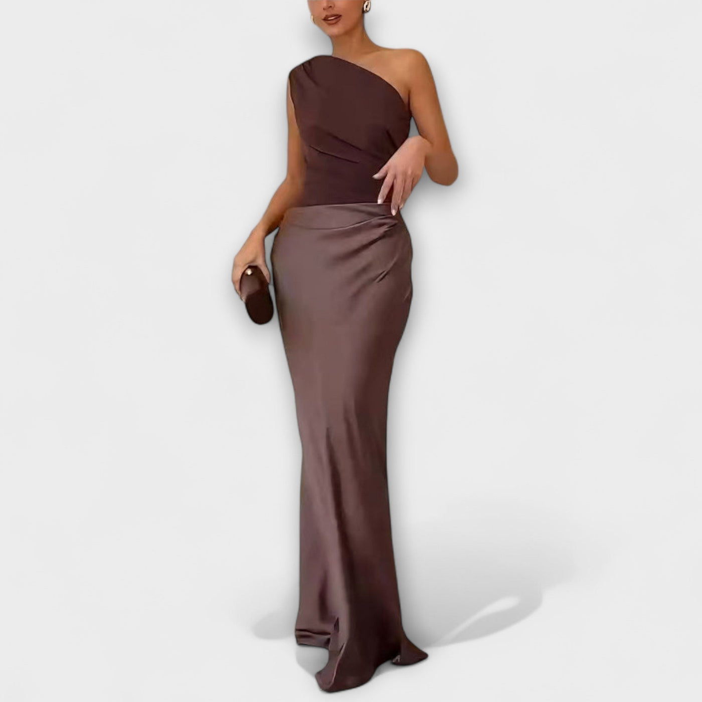 Elegantes Ein-Schulter Maxi-Kleid mit Falten