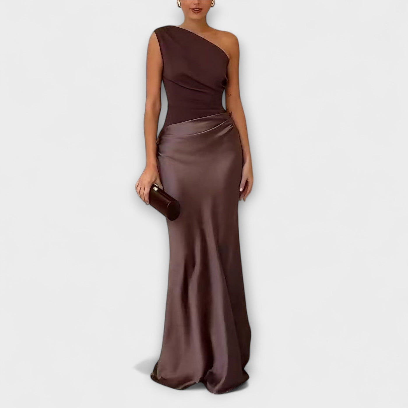 Elegantes Ein-Schulter Maxi-Kleid mit Falten