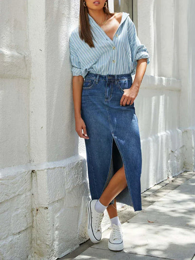 Inaya | Stilvoller Midi-Denimrock mit seitlichem Schlitz