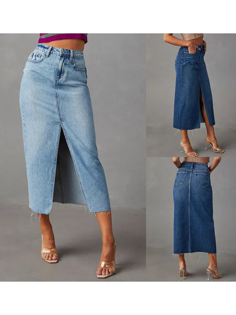 Inaya | Stilvoller Midi-Denimrock mit seitlichem Schlitz