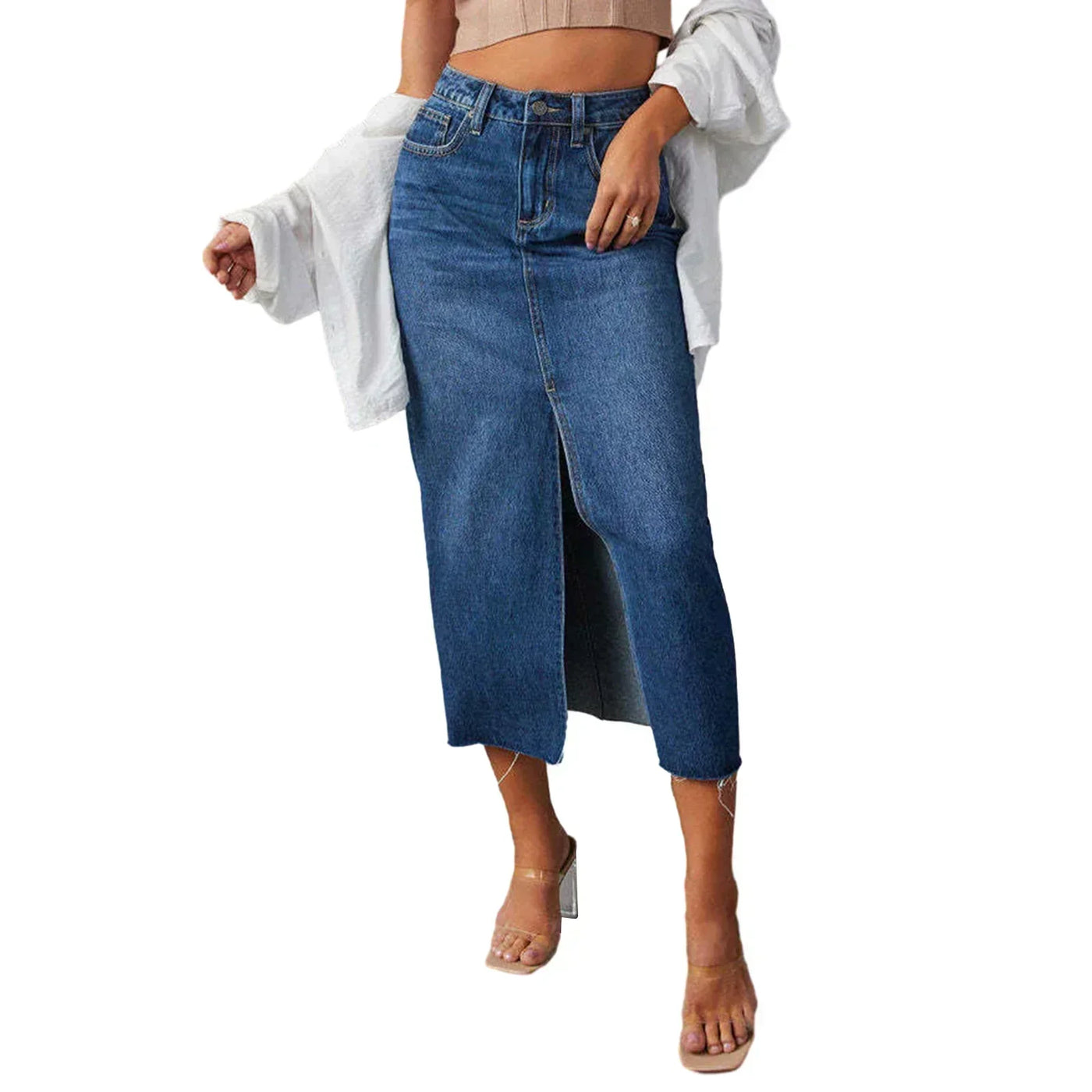 Inaya | Stilvoller Midi-Denimrock mit seitlichem Schlitz
