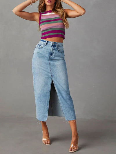 Inaya | Stilvoller Midi-Denimrock mit seitlichem Schlitz