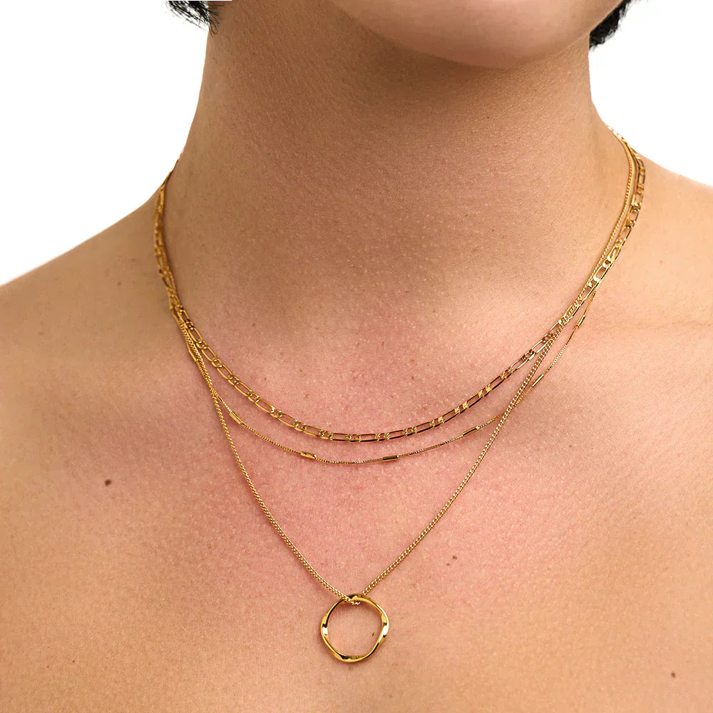 Offene Kreis Dreireihige Halskette | Gold