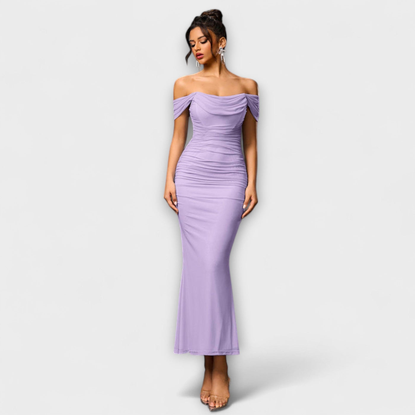 Ione - Off-Shoulder Ruffled Bodycon Dress