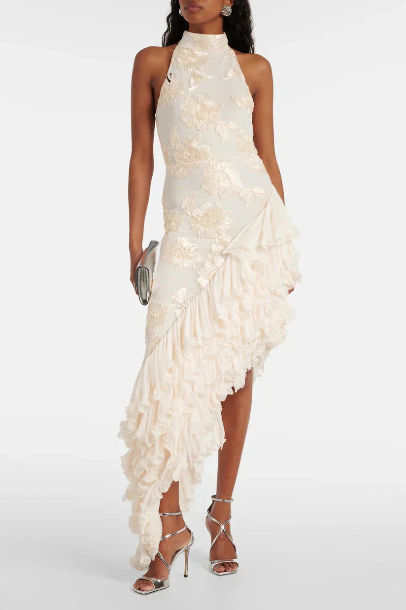 Karen - Maxikleid mit floralem Applikationsmuster