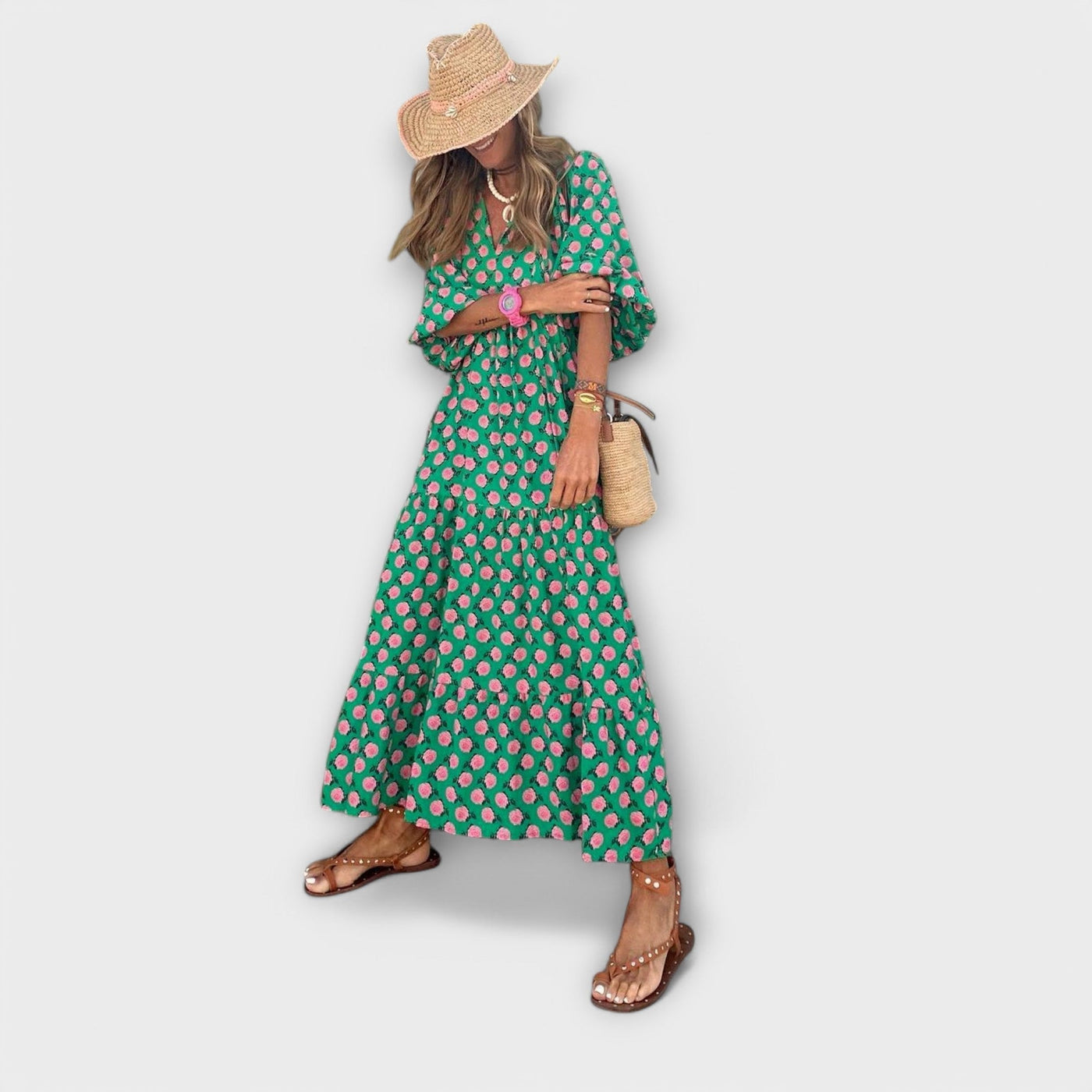 Elegantes geometrisches Maxikleid