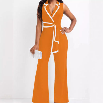 Arietha – Ärmelloser Jumpsuit mit weitem Bein und Gürtel