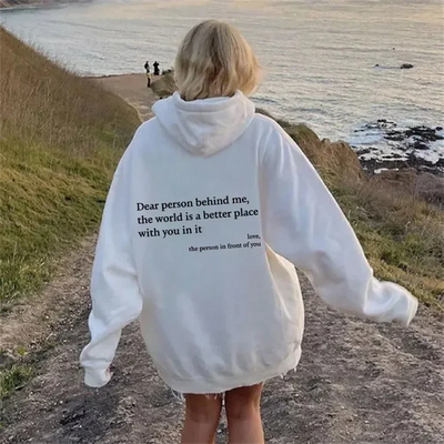 Amelia™ – Nachdenklicher Botschaft Hoodie