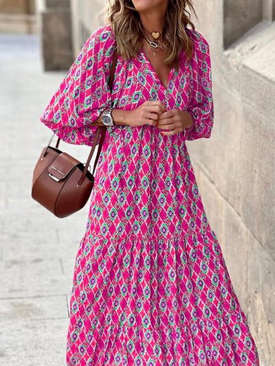 Bedrucktes Maxikleid mit Taillenbund – Aurelia