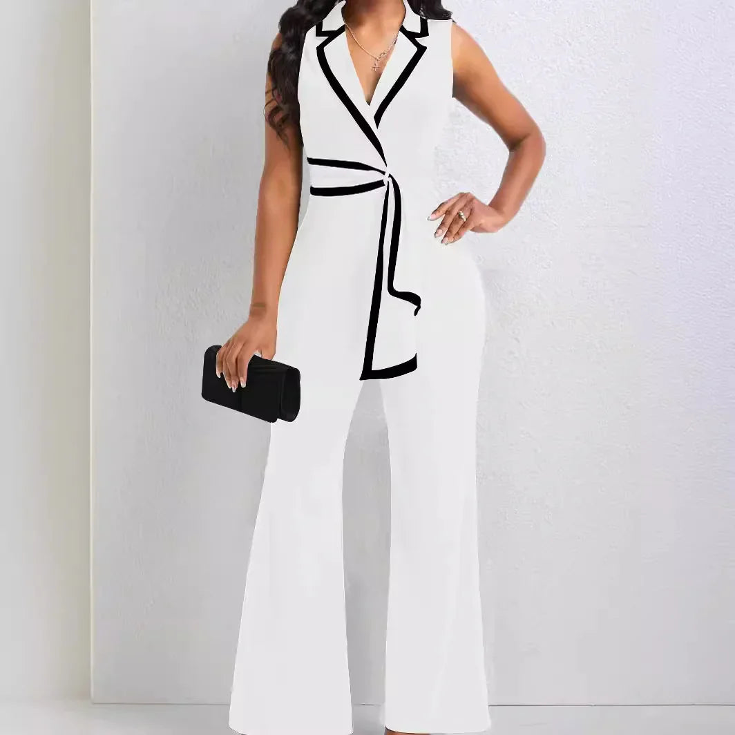 Arietha – Ärmelloser Jumpsuit mit weitem Bein und Gürtel