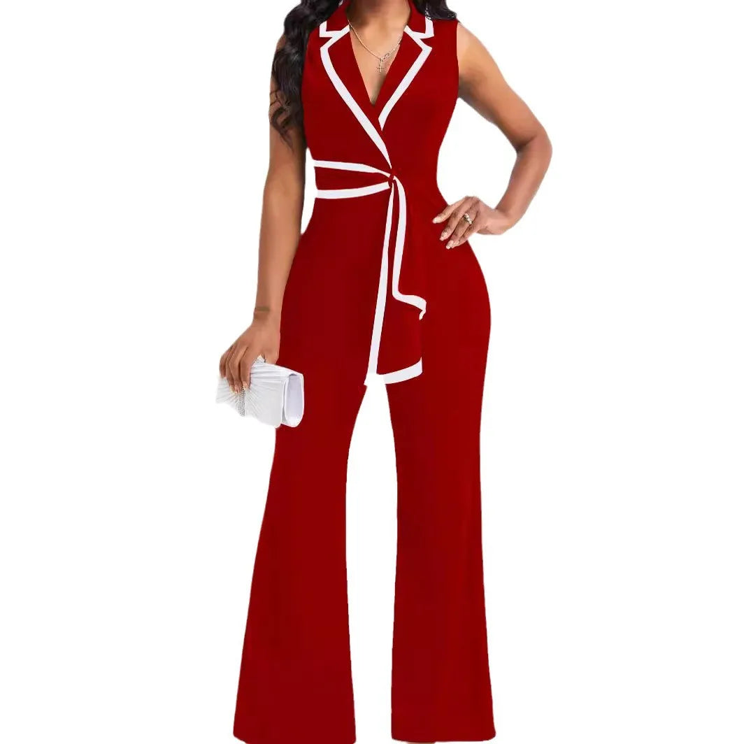 Arietha – Ärmelloser Jumpsuit mit weitem Bein und Gürtel