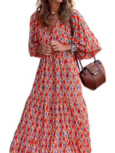 Bedrucktes Maxikleid mit Taillenbund – Aurelia