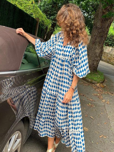Bedrucktes Maxikleid mit Taillenbund – Aurelia