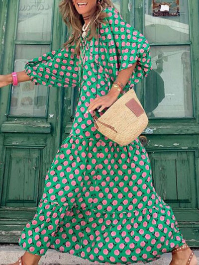 Bedrucktes Maxikleid mit Taillenbund – Aurelia