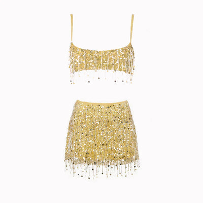 Alina | Pailletten-Tassel Bikini Set