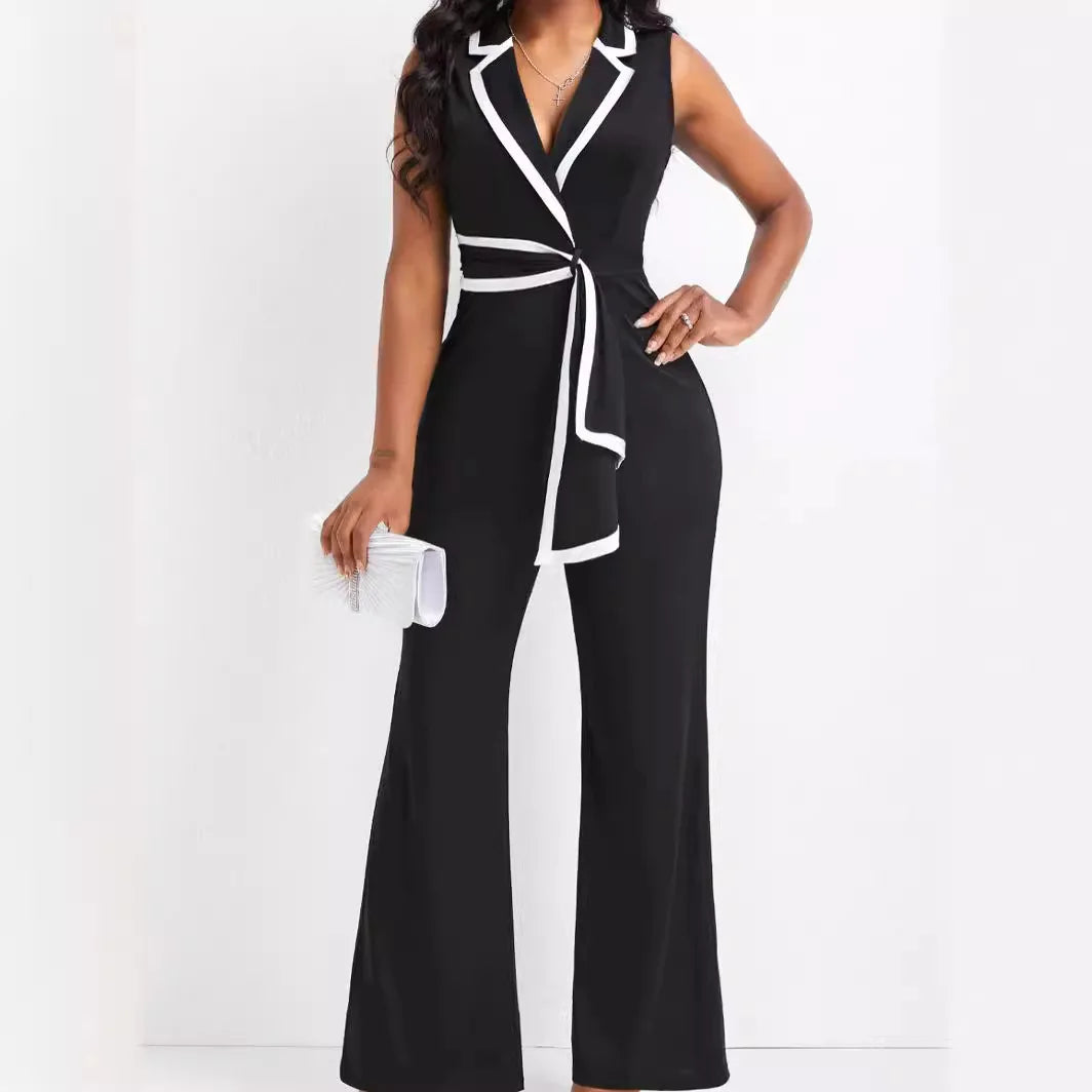 Arietha – Ärmelloser Jumpsuit mit weitem Bein und Gürtel