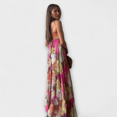 Elegantes Retro Strapless Faltenmaxikleid