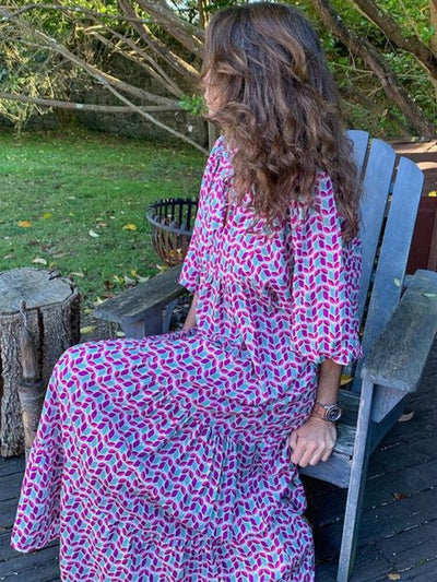 Bedrucktes Maxikleid mit Taillenbund – Aurelia