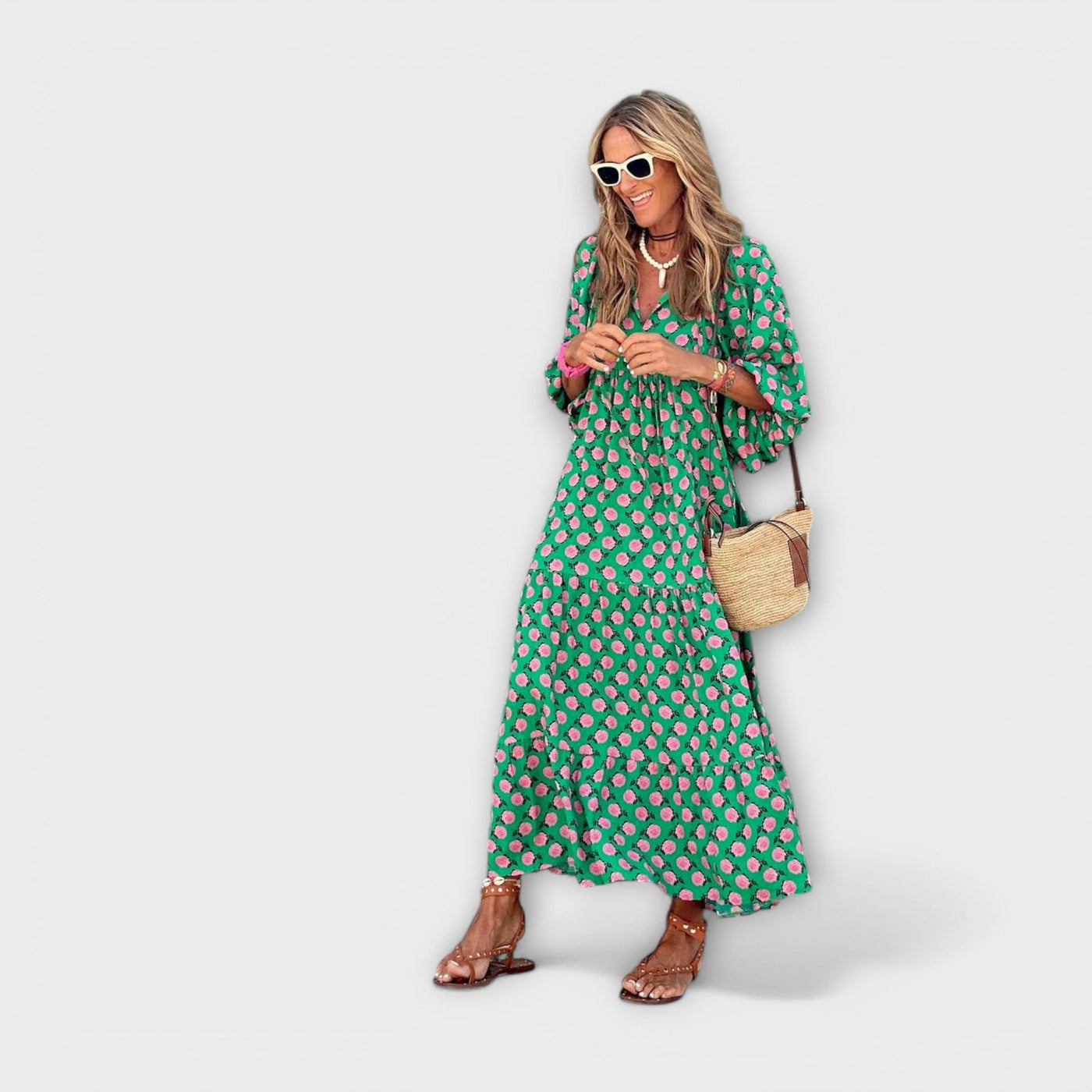 Elegantes geometrisches Maxikleid
