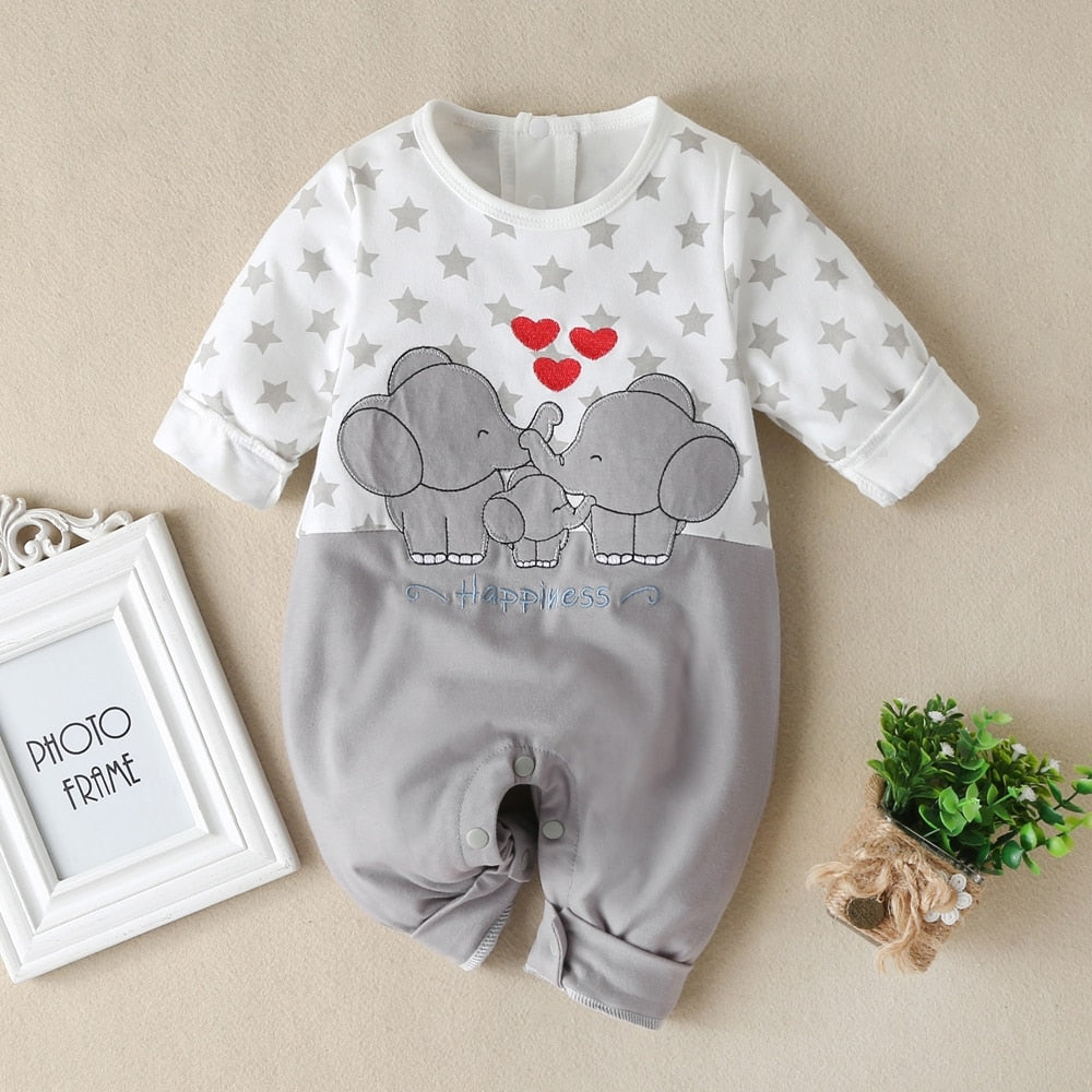 Weicher Baby-Jumpsuit mit Elefantenmotiv – KuschelZeit