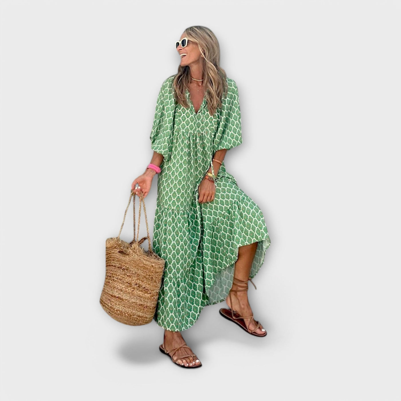 Elegantes geometrisches Maxikleid