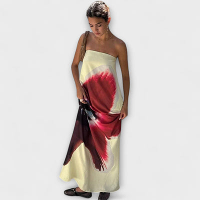 Elegantes schulterfreies ärmelloses Maxikleid