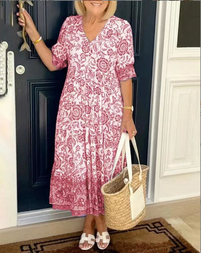 ARIA ™- Elegantes Blumen-Kleid mit V-Ausschnitt