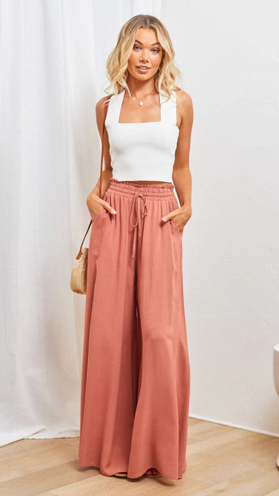 Bequeme Bundfaltenhose mit weiten Beinen für Frauen - Oralith