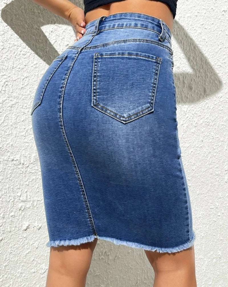 Gaia | Eleganter Midi-Denimrock