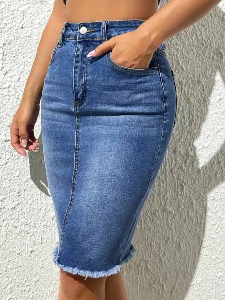 Gaia | Eleganter Midi-Denimrock