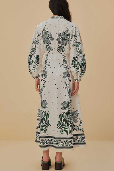 Elke | Bedrucktes langärmeliges Maxikleid