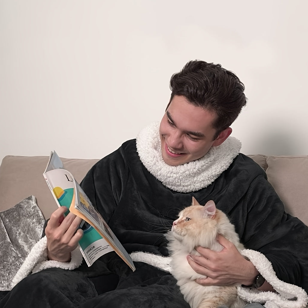 Bequeme Fleece-Tragedecke mit Ärmeln & Taschen