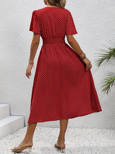 Allover-Print Kurzarmkleid Für Frühling Und Sommer