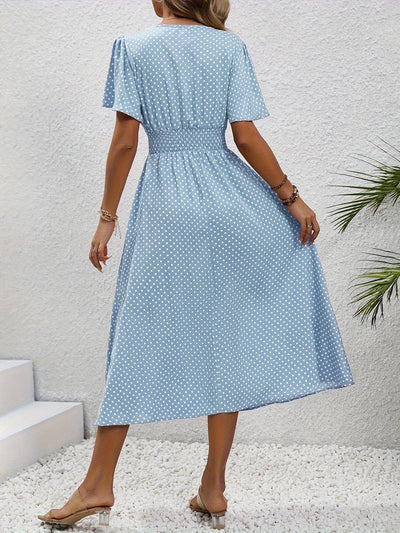 Allover-Print Kurzarmkleid Für Frühling Und Sommer