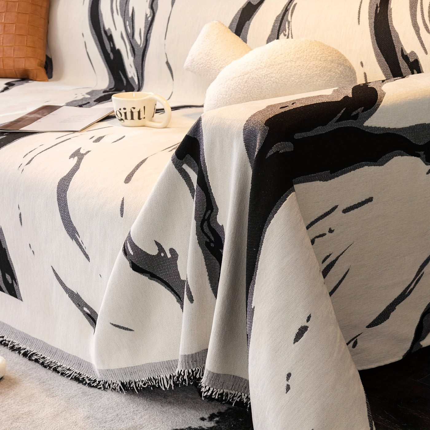 Bohemian Marmor-Muster Sofa-Schoner