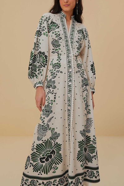 Elke | Bedrucktes langärmeliges Maxikleid