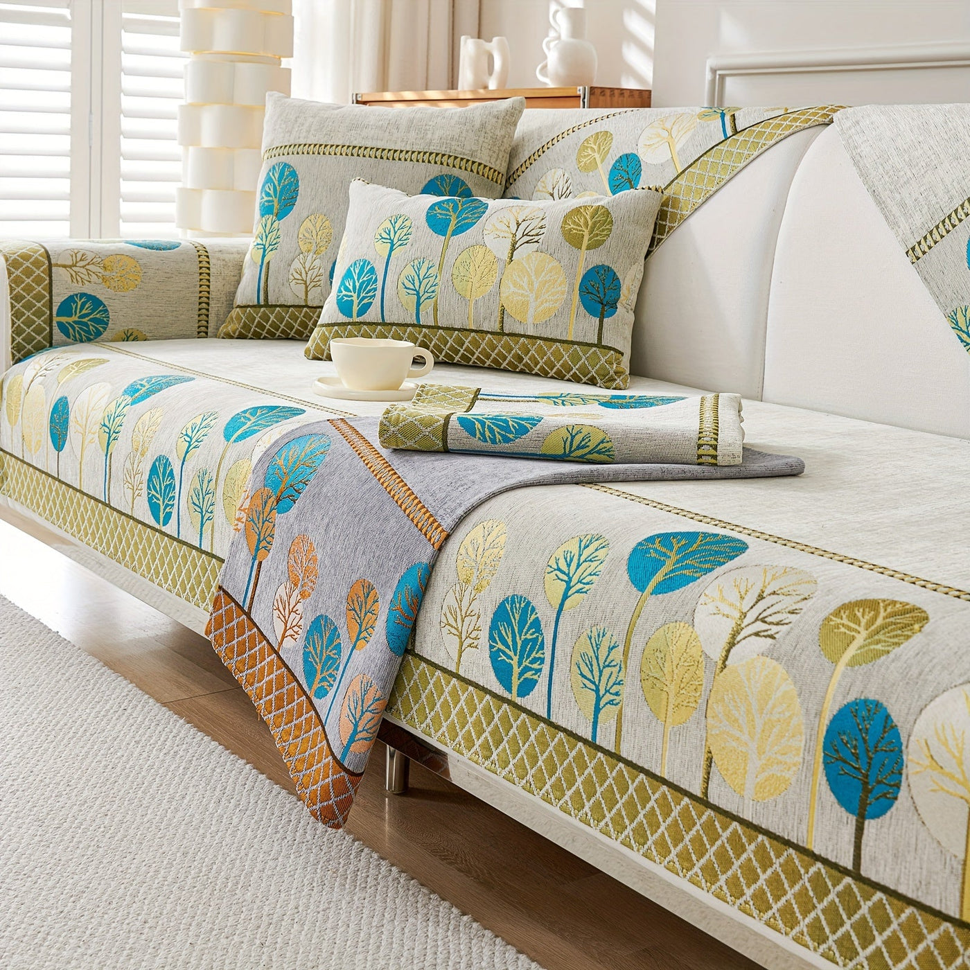 Boho-Stil Sofabezug – Design „Mondbeschienene Bäume