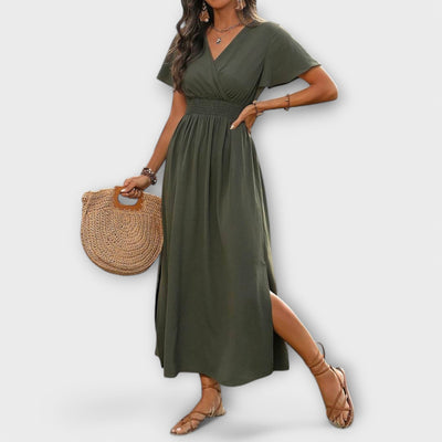 Heather - Elegantes Boho-Kleid mit V-Ausschnitt und langen Ärmeln