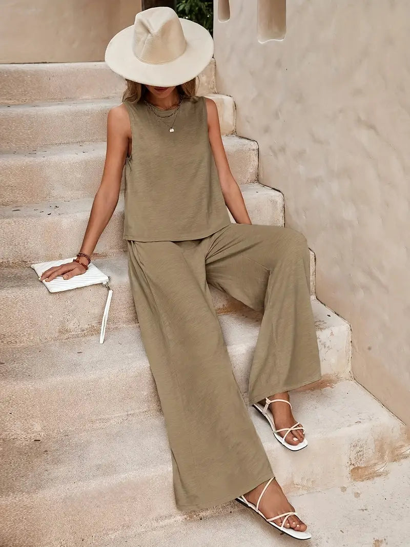 Armiela – Minimalistische, ärmellose Hose mit weitem Bein