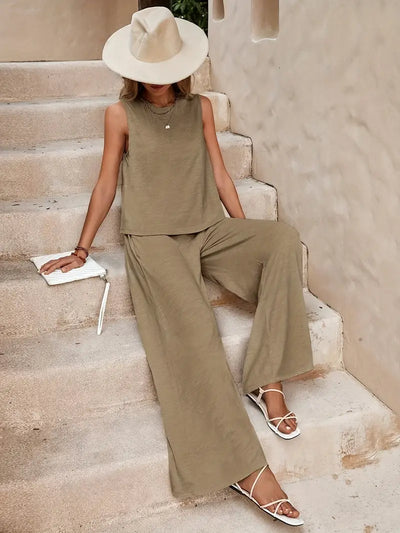 Armiela – Minimalistische, ärmellose Hose mit weitem Bein