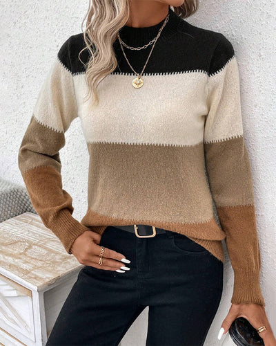 Bequemer Farbblock-Pullover für Damen