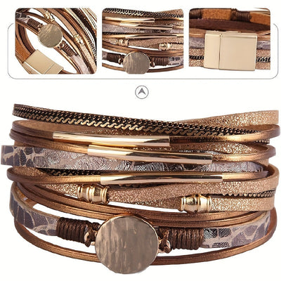 Boho-Style Lederarmband mit Doppelwicklung – Elegant & Trendig