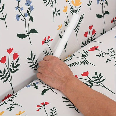 Art Deco Floralprint Stretch-Sofabezug mit Passendem Kissenbezug