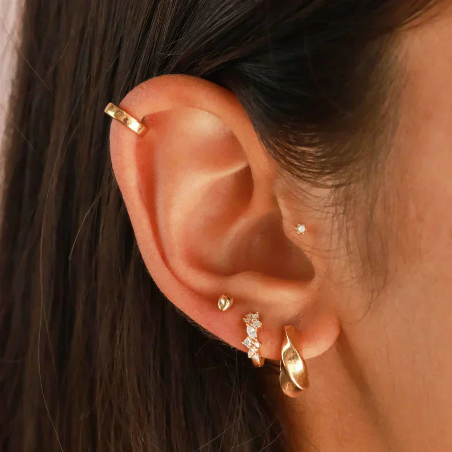 Gold Kristall Cluster Huggie Earrings