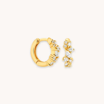 Gold Kristall Cluster Huggie Earrings