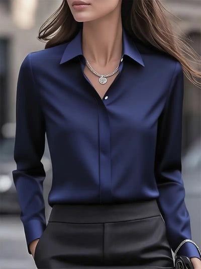 Amiliana - Elegantes Langärmeliges Hemd Mit Knopfleiste