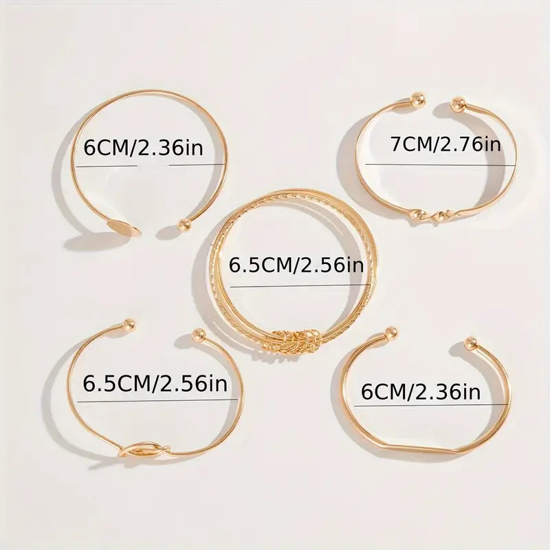 Elegante Knotete Armband Set in Gold