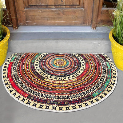 Bohemian Chic Halbkreis Türmatte – Rutschfest, Absorbierend, Willkommensmatte
