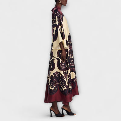 Lucy - Elegantes Maxi-Kleid mit beeindruckendem Grenadilla-Print für mühelose Stilvollheit