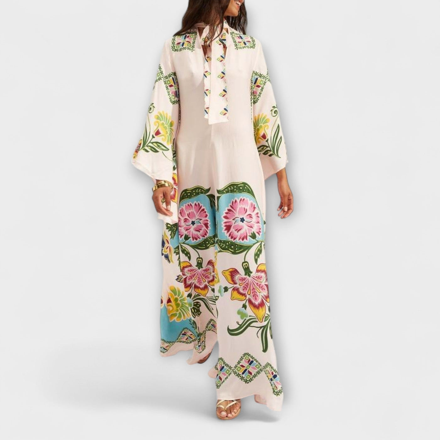 Lisa - Elegantes Maxikleid mit floralem Muster und fließendem Schnitt